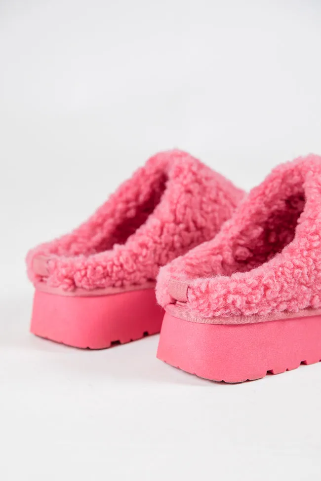 Tilly Pink Sherpa Platform Slipper