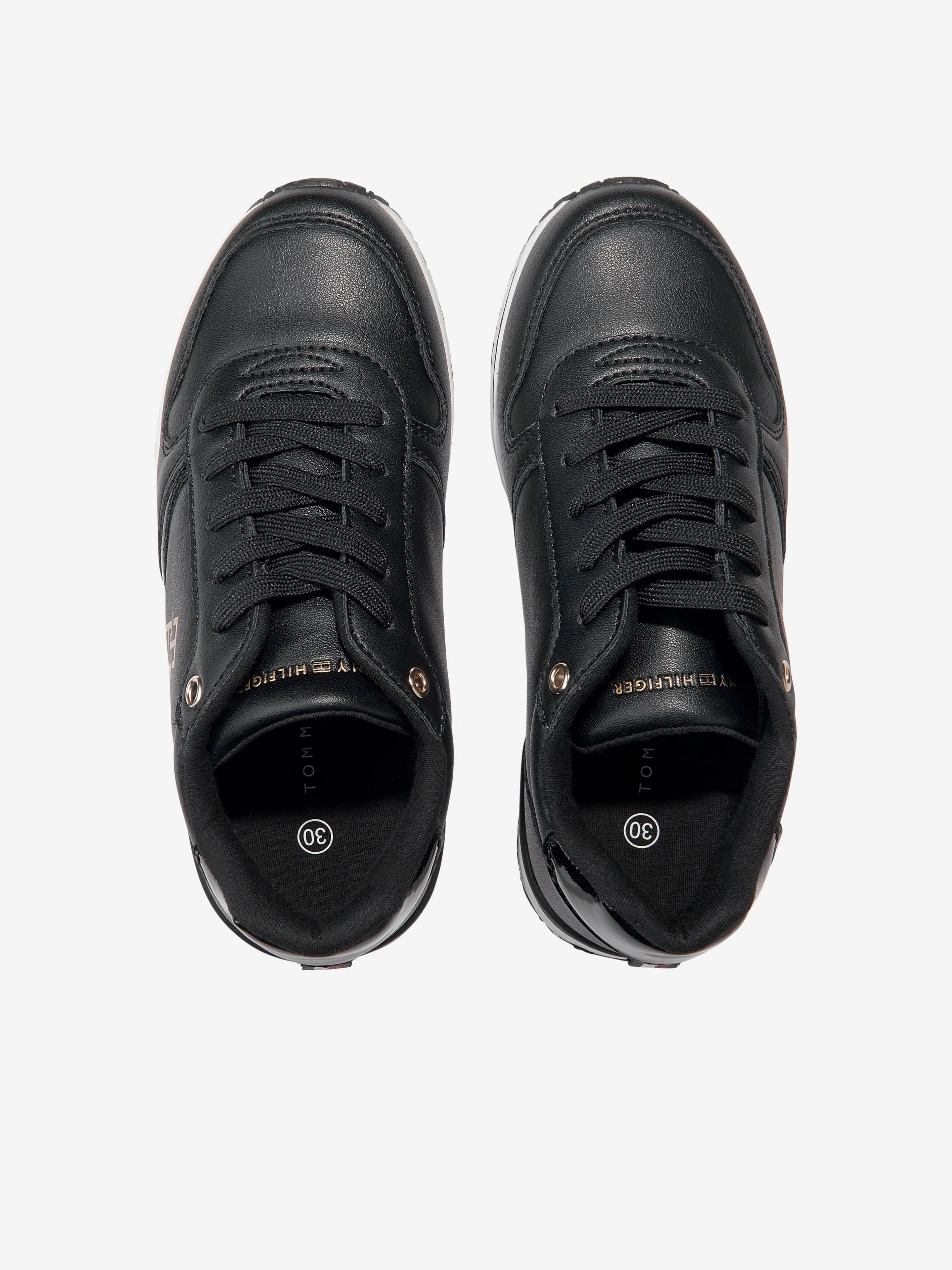 Tommy Hilfiger Girls Monogram Low Cut Lace-Up Trainers in Black