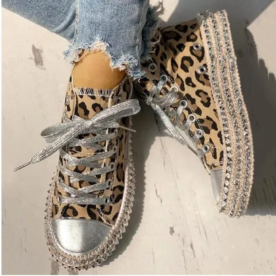 Trendy Canvas Leopard Shoes for Women