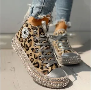 Trendy Canvas Leopard Shoes for Women