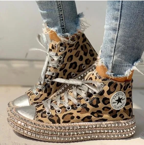 Trendy Canvas Leopard Shoes for Women