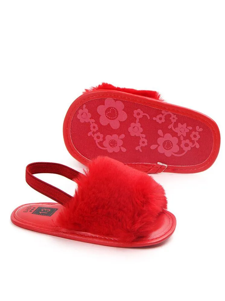 Trendy Soft Sole Fluffy Crib Sandals Shoes for Baby Toddler Girl