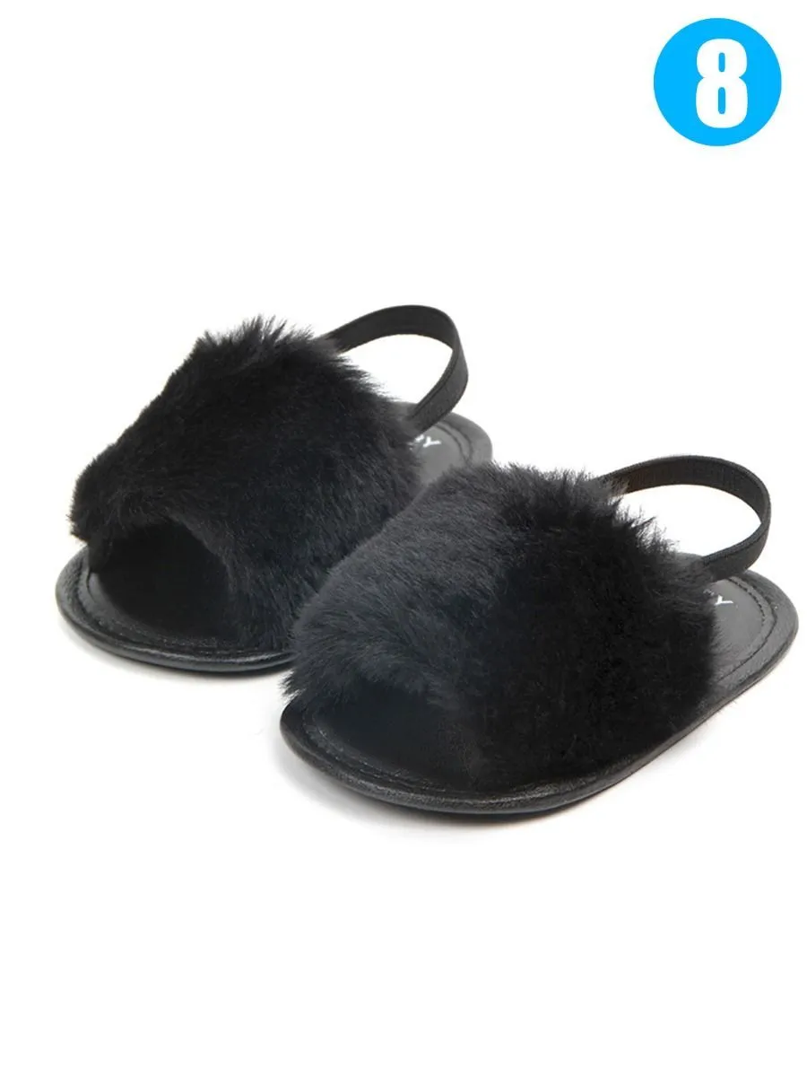 Trendy Soft Sole Fluffy Crib Sandals Shoes for Baby Toddler Girl