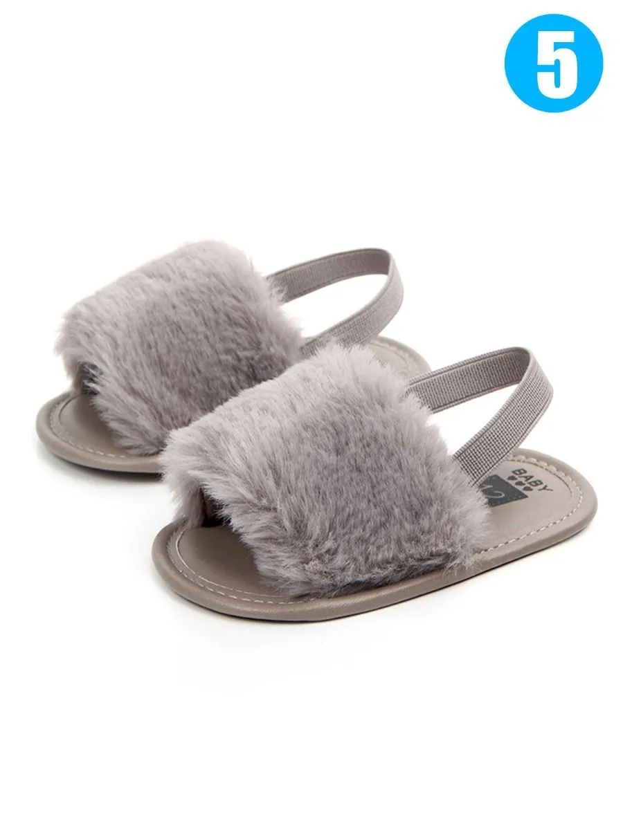 Trendy Soft Sole Fluffy Crib Sandals Shoes for Baby Toddler Girl