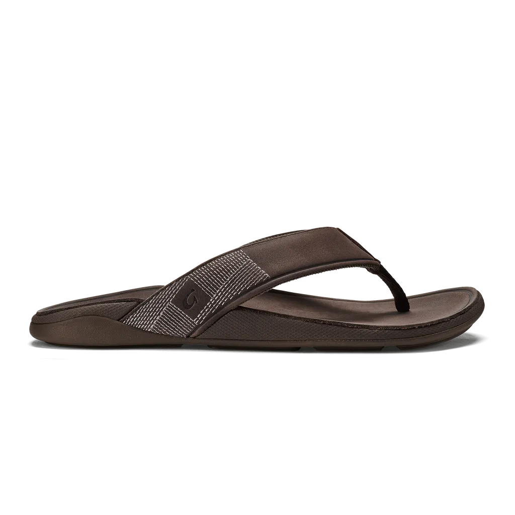 Tuahine Men's Leather Beach Sandal - Dark Wood