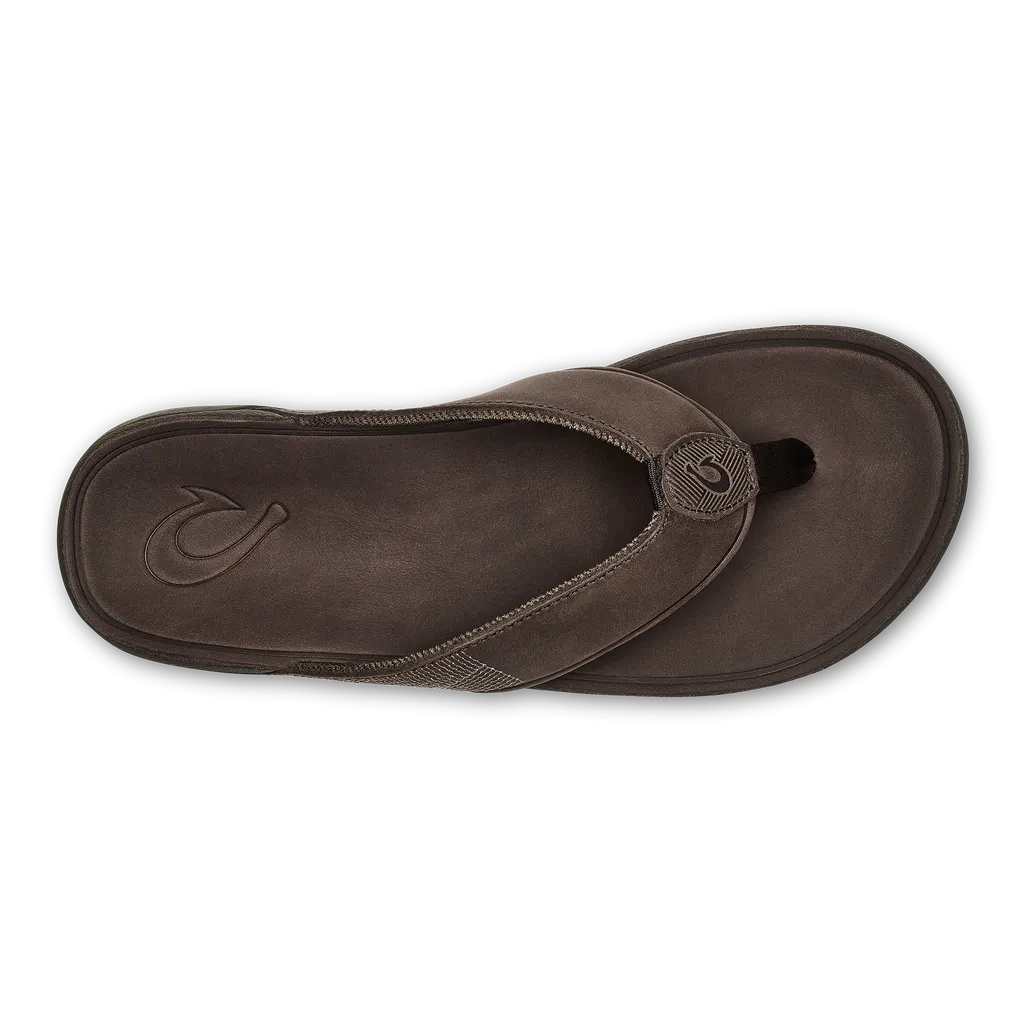 Tuahine Men's Leather Beach Sandal - Dark Wood