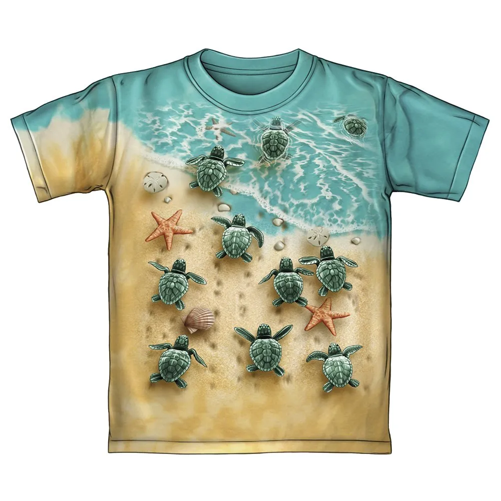 Turtles on The Beach Tie-Dye Youth Tee Shirt (Medium 8/10