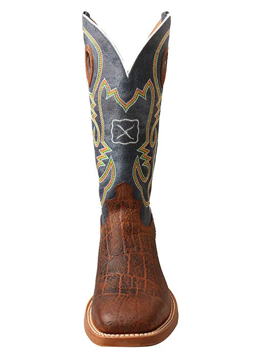 Twisted X Men's Ruff Stock Boot-Cognac Elephant Print/Blue