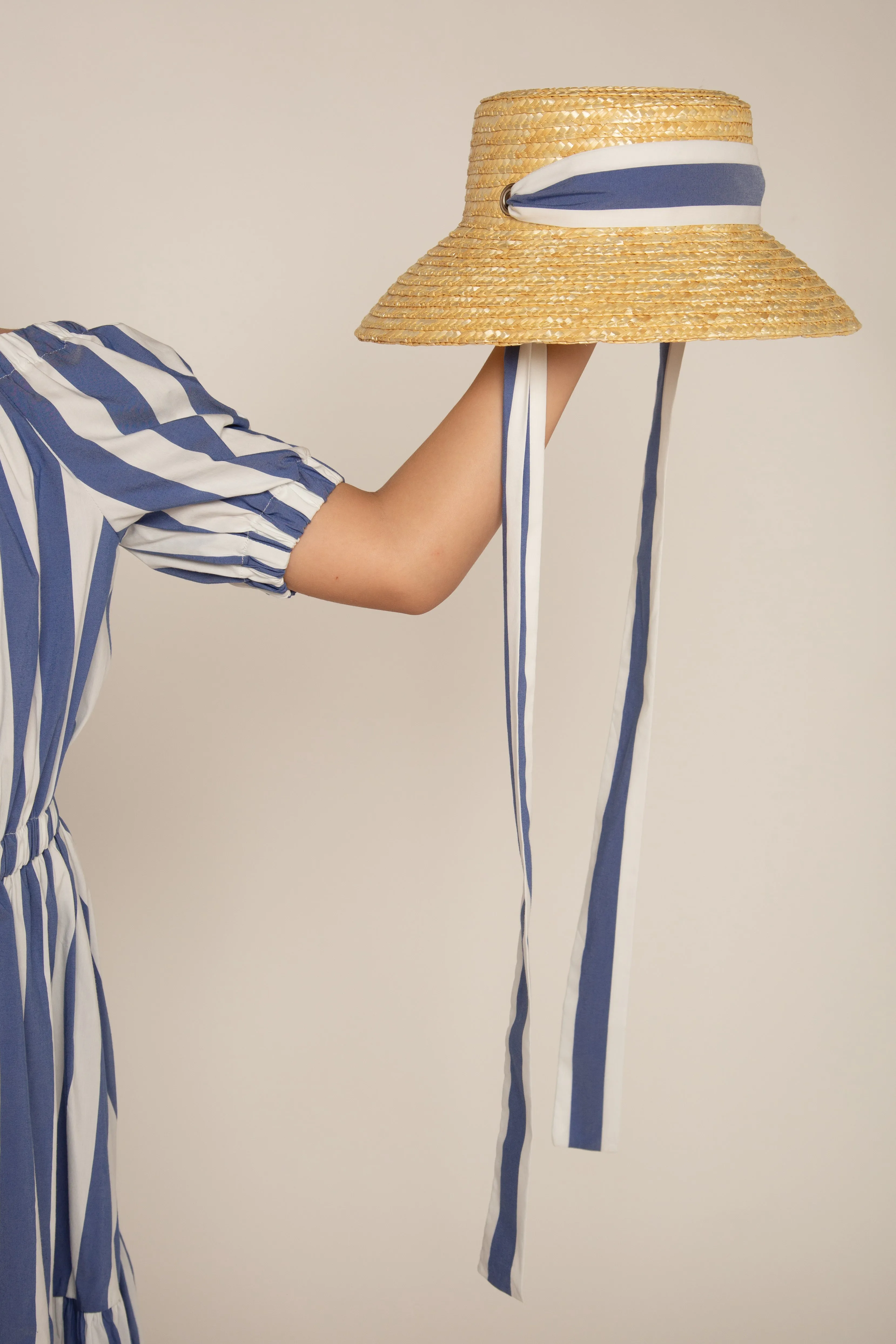 White and Blue Striped Zana Hat