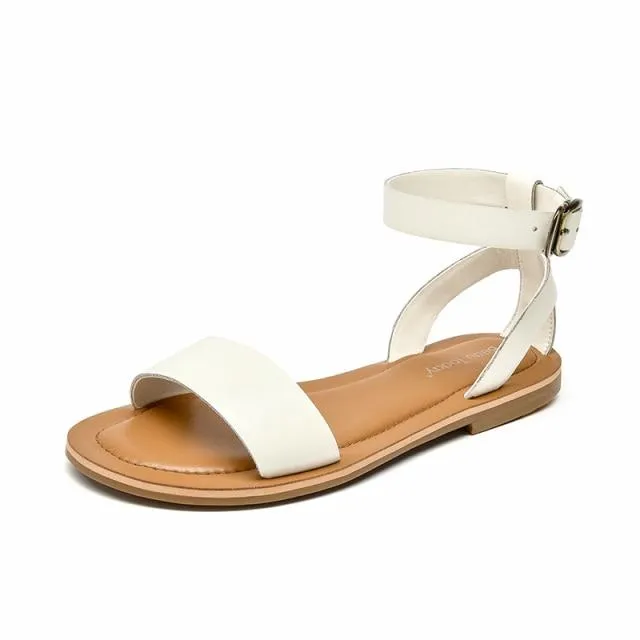 Women Sandals Gladiator Soft Genuine Cow Leather Buckle Strap Top Brand Ladies Summer Beach Flats Handmade