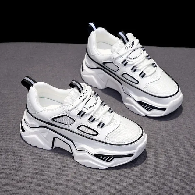 Women Sneakers White Black Designer Shoes Woman Autumn Winter Chunky Sneakers Fashion Light Dad Shoes Ladies Platform Footwear