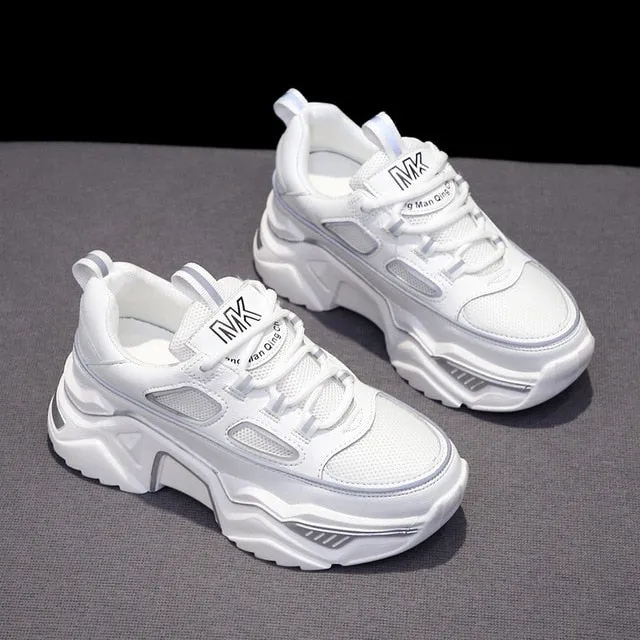 Women Sneakers White Black Designer Shoes Woman Autumn Winter Chunky Sneakers Fashion Light Dad Shoes Ladies Platform Footwear