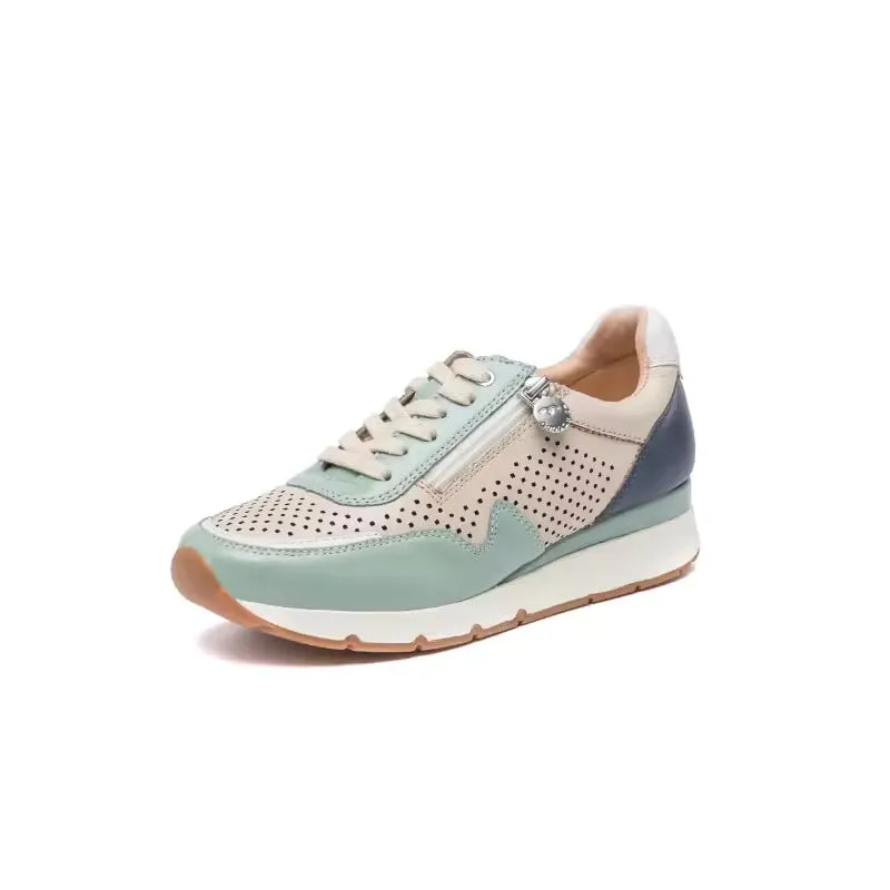 Women's 35mm Platform Low-top Sneakers in Beige/Green