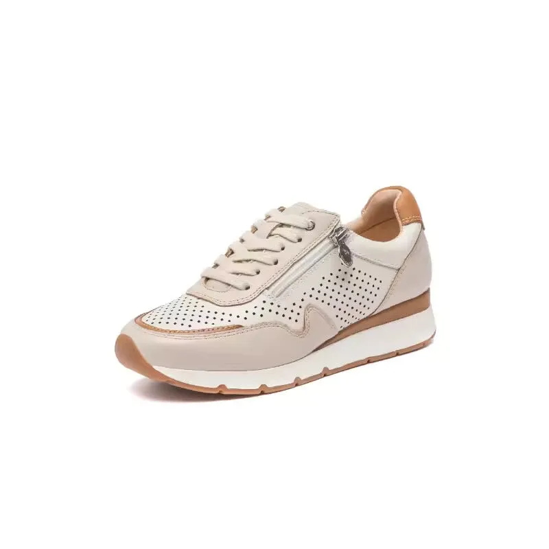 Women's 35mm Platform Low-top Sneakers in Beige/Green