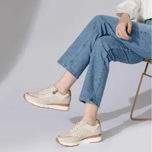 Women's 35mm Platform Low-top Sneakers in Beige/Green