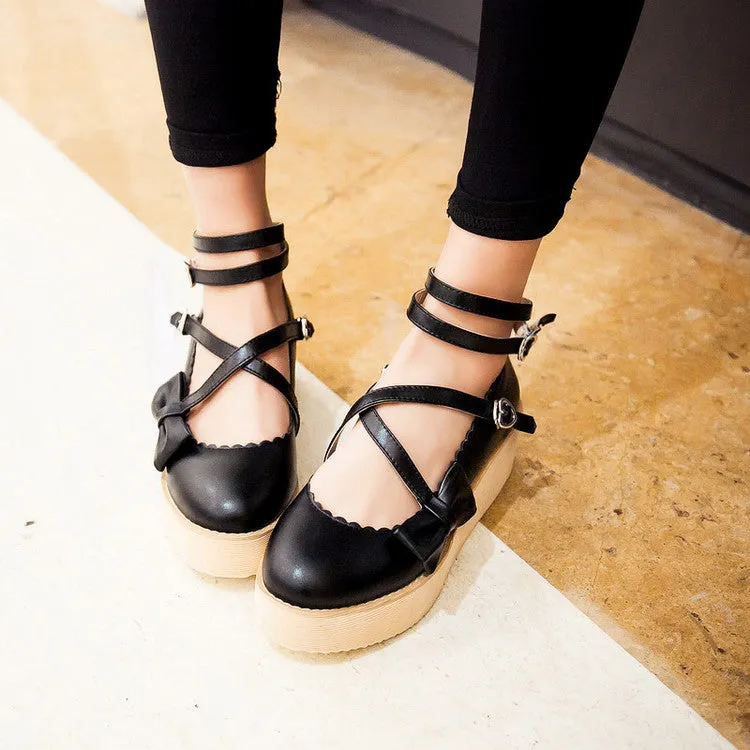 Women's Bowtie Platform Wedges Shoes