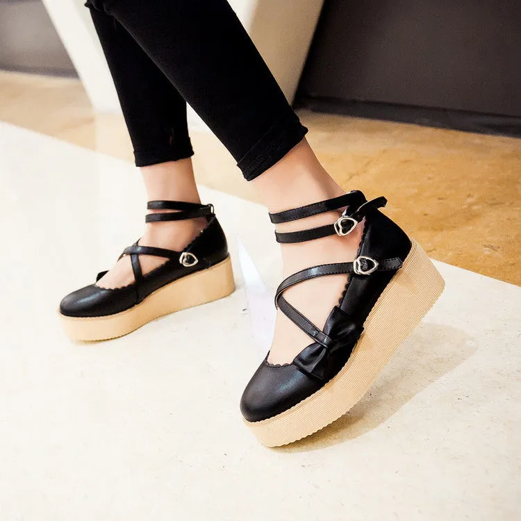 Women's Bowtie Platform Wedges Shoes