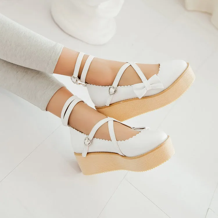 Women's Bowtie Platform Wedges Shoes