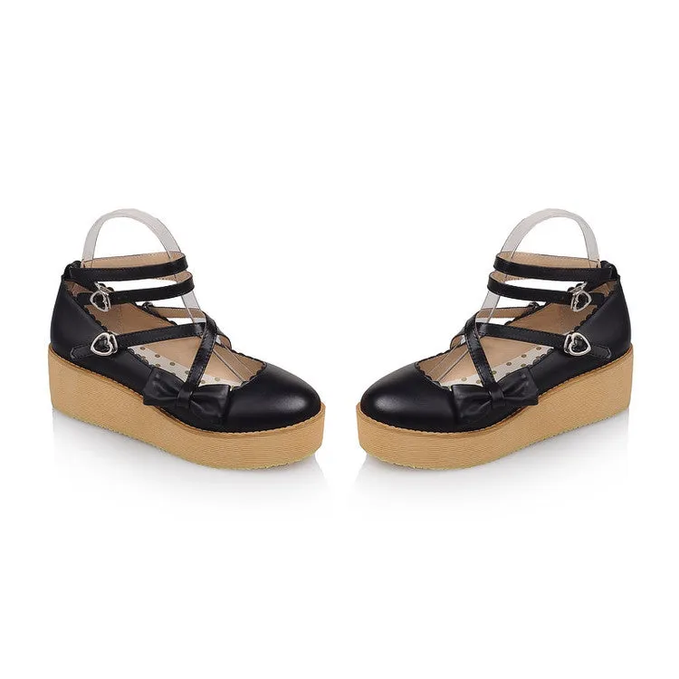 Women's Bowtie Platform Wedges Shoes