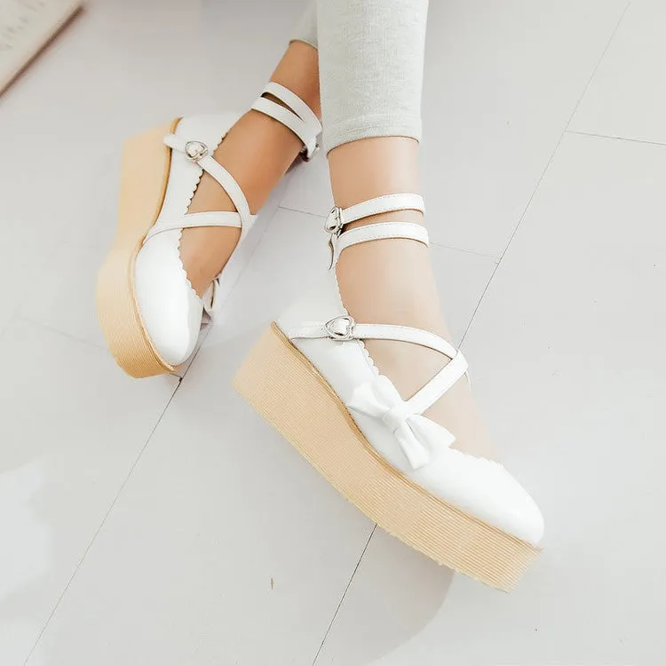 Women's Bowtie Platform Wedges Shoes