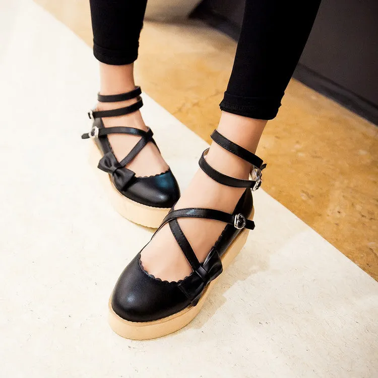 Women's Bowtie Platform Wedges Shoes