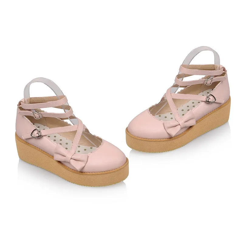 Women's Bowtie Platform Wedges Shoes