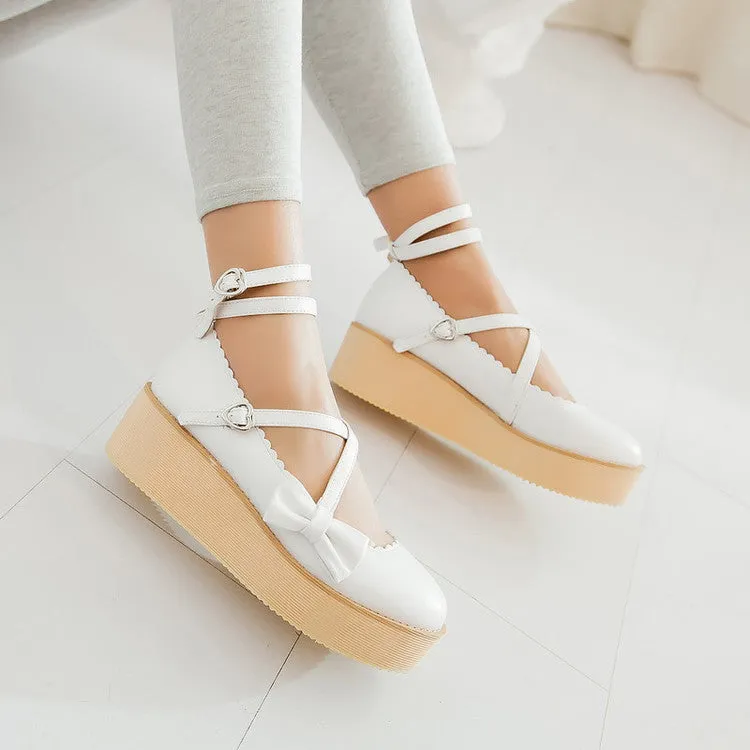 Women's Bowtie Platform Wedges Shoes