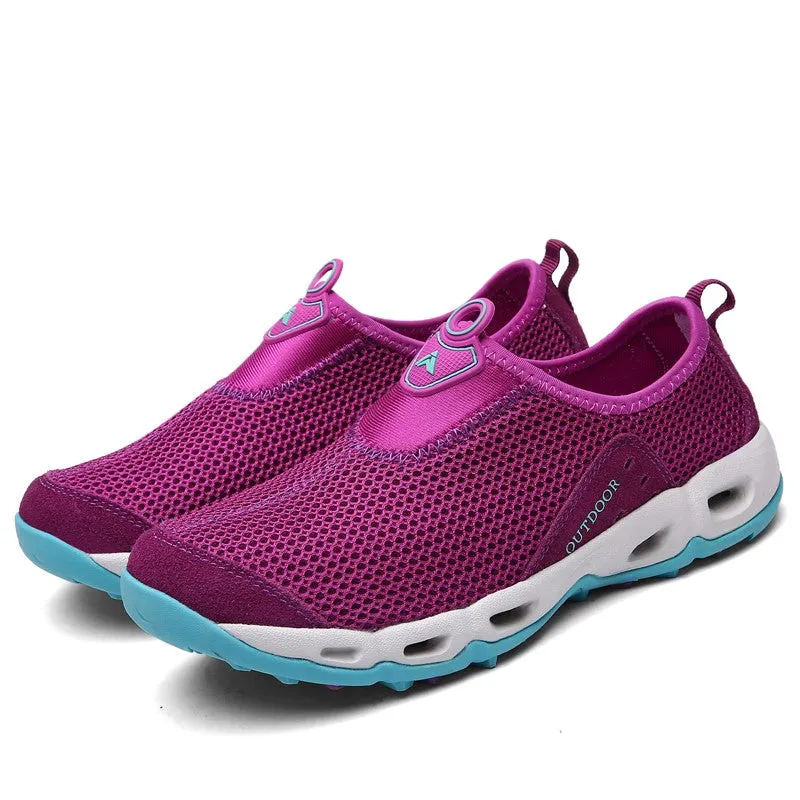 Women's breathable flat wide hiking tennis sneakers