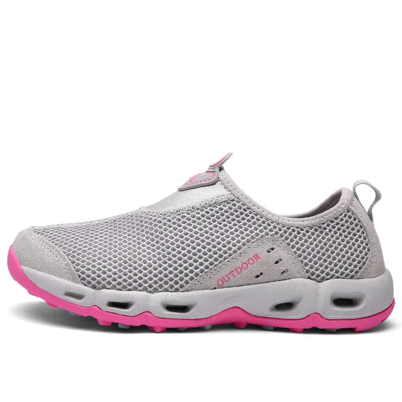 Women's breathable flat wide hiking tennis sneakers