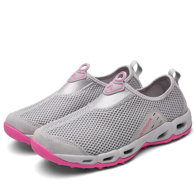 Women's breathable flat wide hiking tennis sneakers