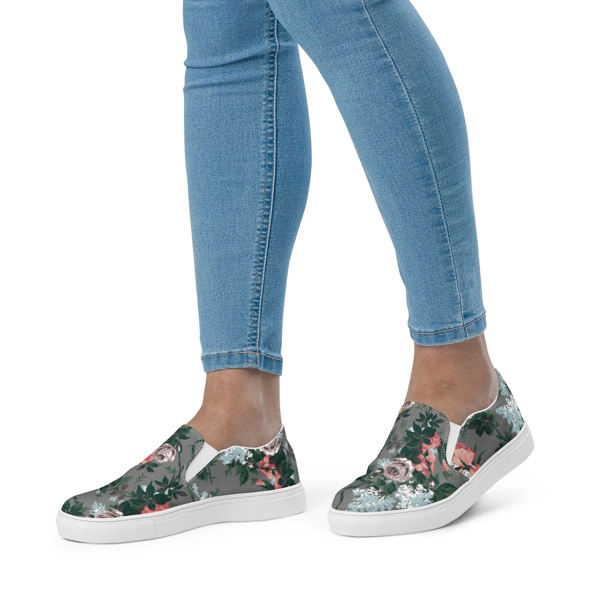 Women’s Canvas Slip-On Deck Shoe in J'Adore Paris Bella Roses Floral