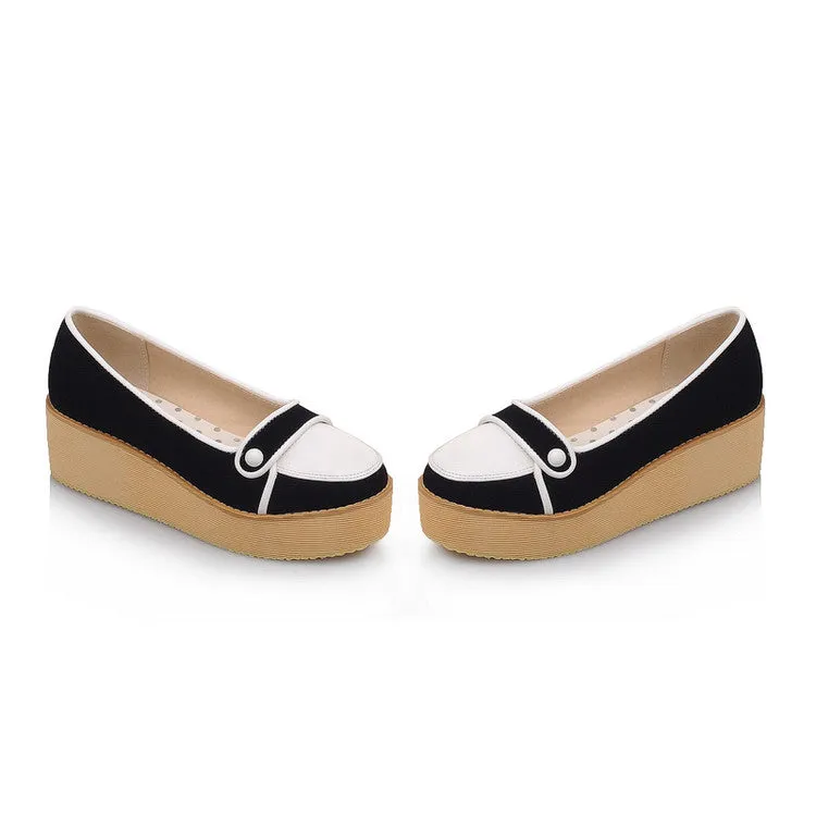 Women's Color Block Platform Wedges Shoes