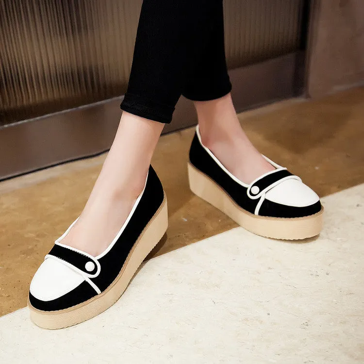 Women's Color Block Platform Wedges Shoes