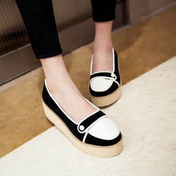 Women's Color Block Platform Wedges Shoes