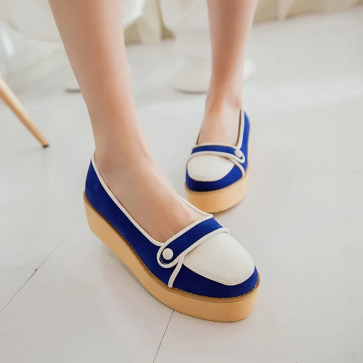 Women's Color Block Platform Wedges Shoes