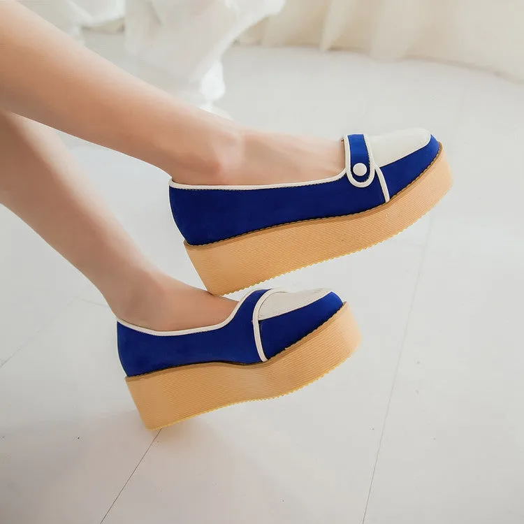 Women's Color Block Platform Wedges Shoes