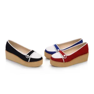 Women's Color Block Platform Wedges Shoes