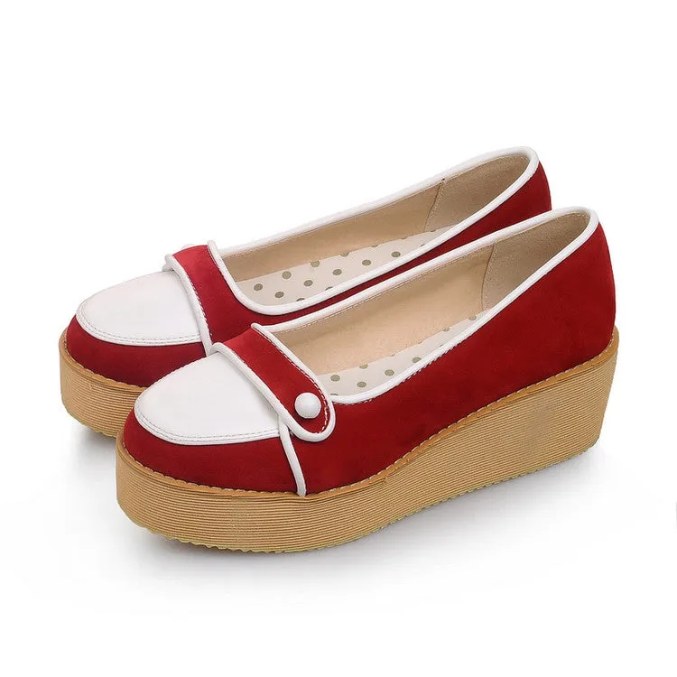 Women's Color Block Platform Wedges Shoes