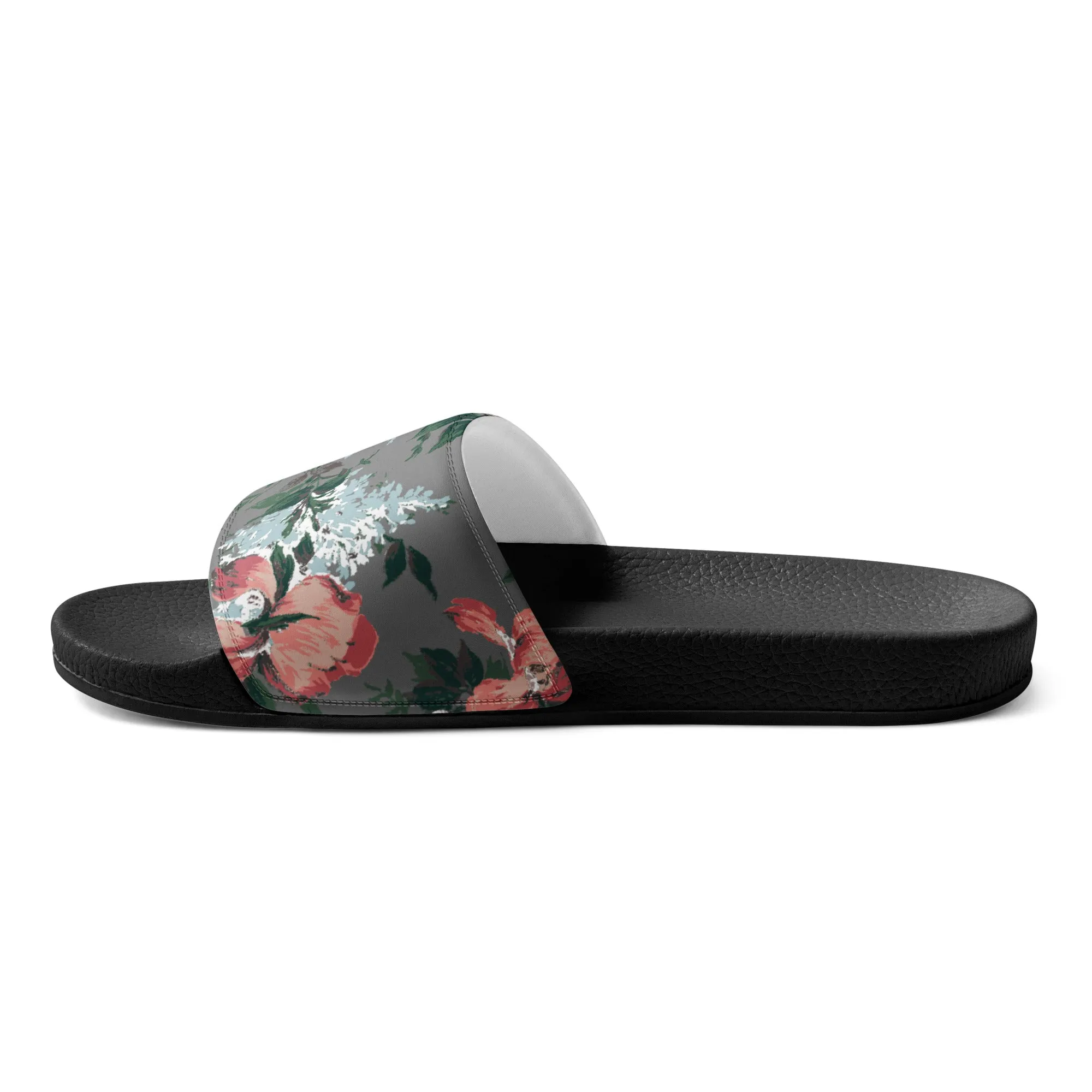 Women's Slides in Grey Bella Roses Floral