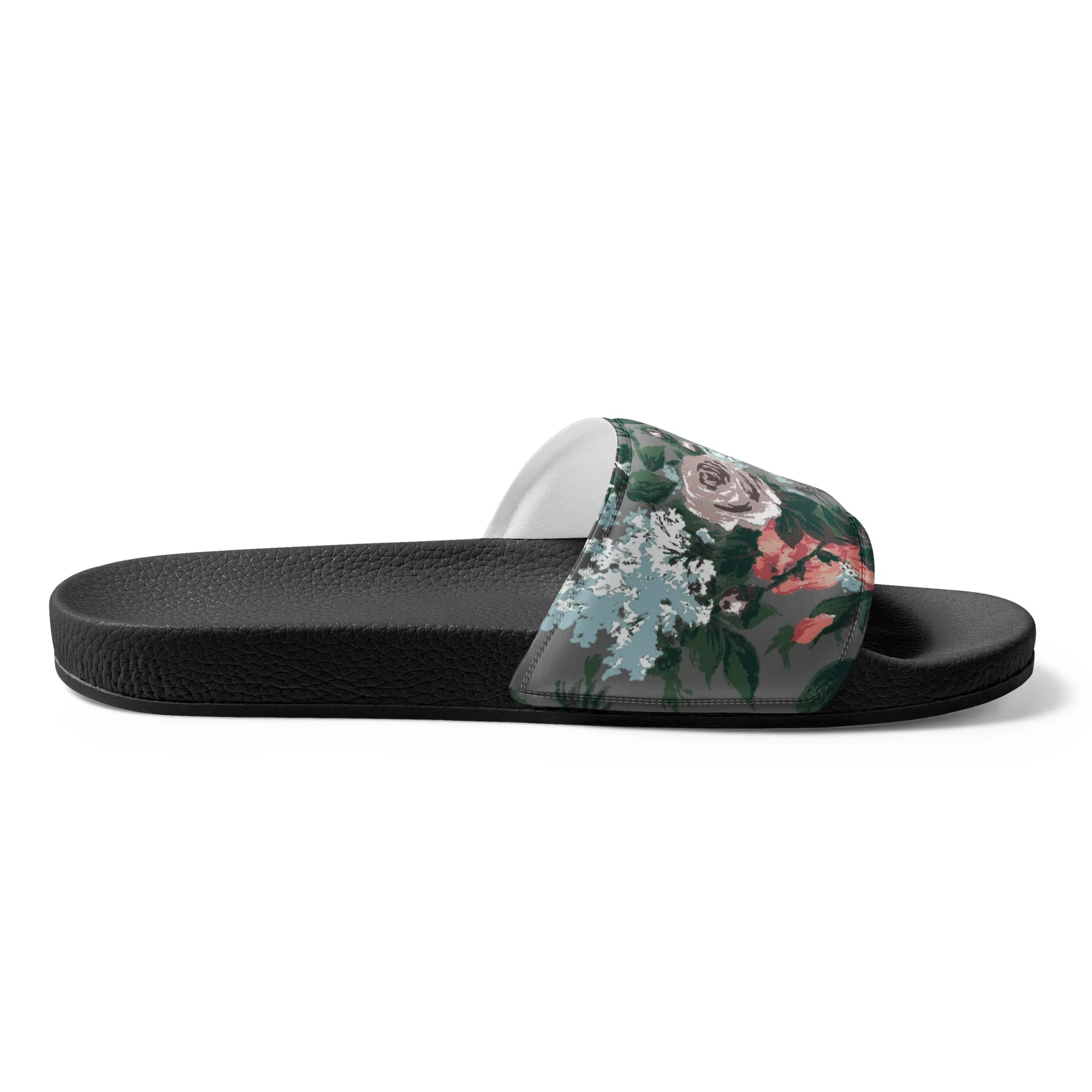 Women's Slides in Grey Bella Roses Floral