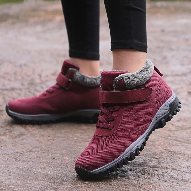 Women's villi suede thermal non-slip fashion platform sneakers