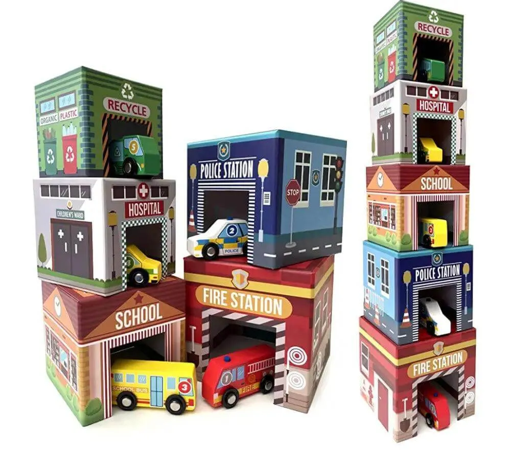 Wooden Toy Cars - Sorting Vehicles and Nesting Stacking