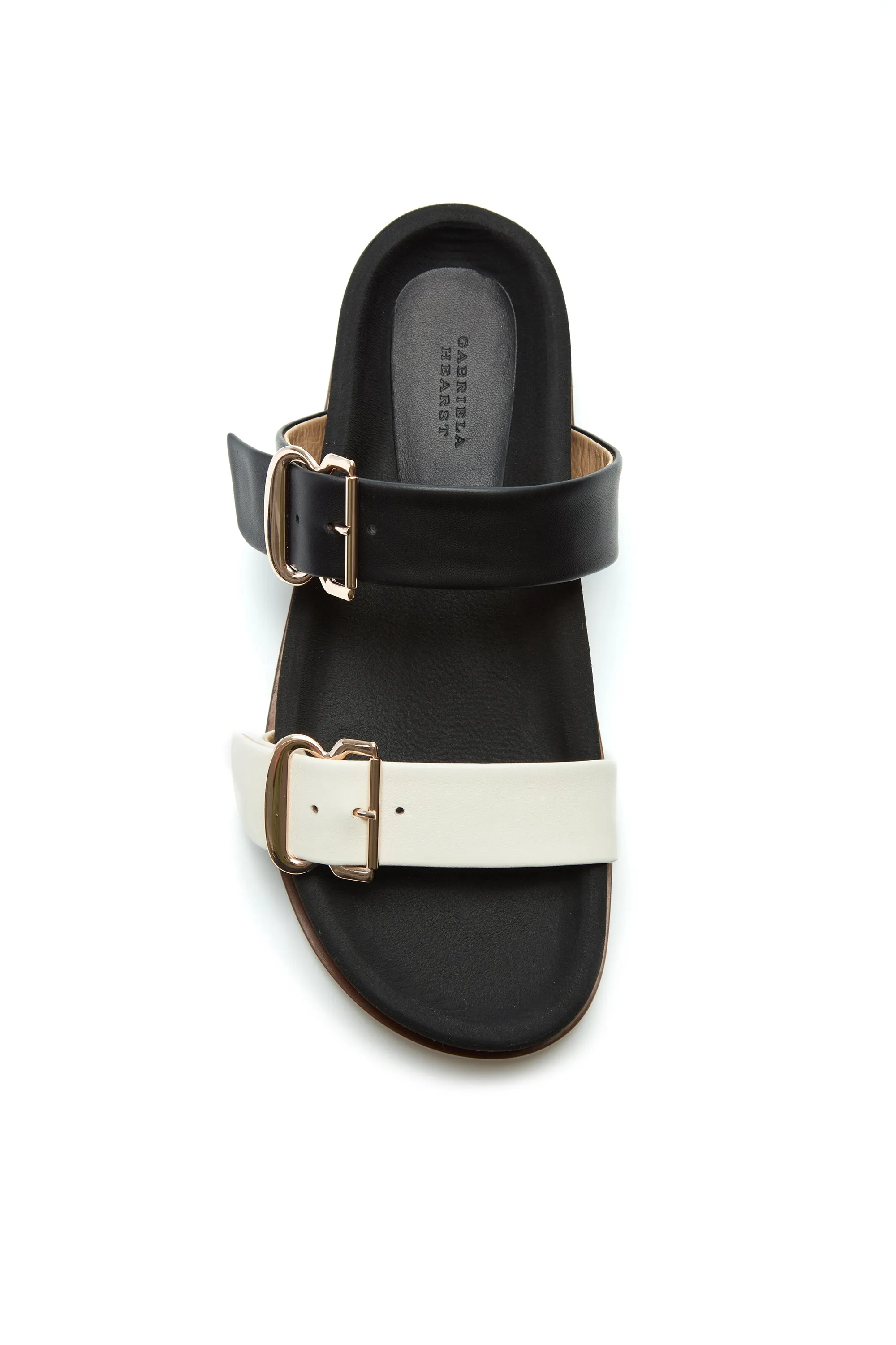 Wren Platform Sandal in Black & Ivory Nappa Leather