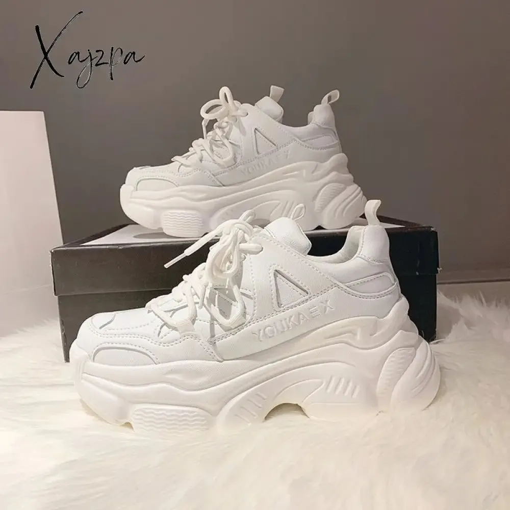 Xajzpa - Luxury Shoes Women Designers Platform White Black Sneakers Platform Shoes for Women Ladies Casual Shoes Zapatillas Chunky Mujer