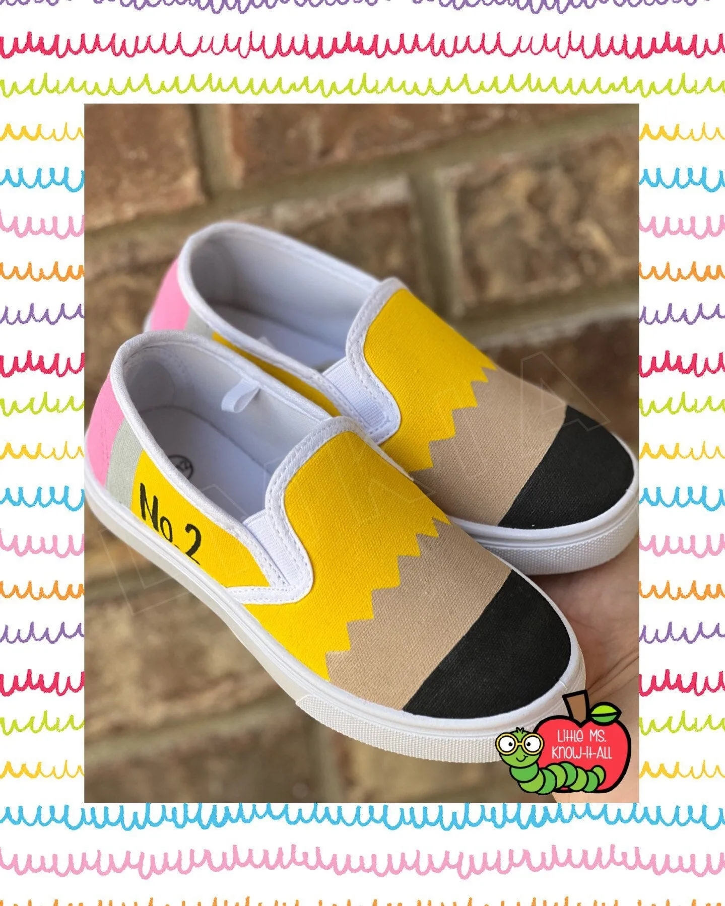 Youth Hand-Painted Pencil Slip-On Shoes