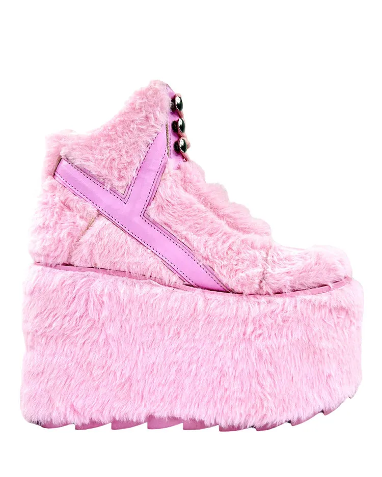 YRU Qozmo Pink Fur Platforms